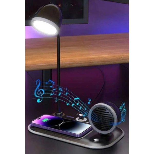 PT-470 Kablosuz Şarj Cihazı  (LED LAMBA-HOPARLÖR)