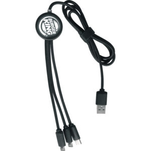 Şarj Kablosu 1A USB Giriş/Çıkış Micro, İOS, Type-C Çıkış Beyaz LED Işıklı Baskı