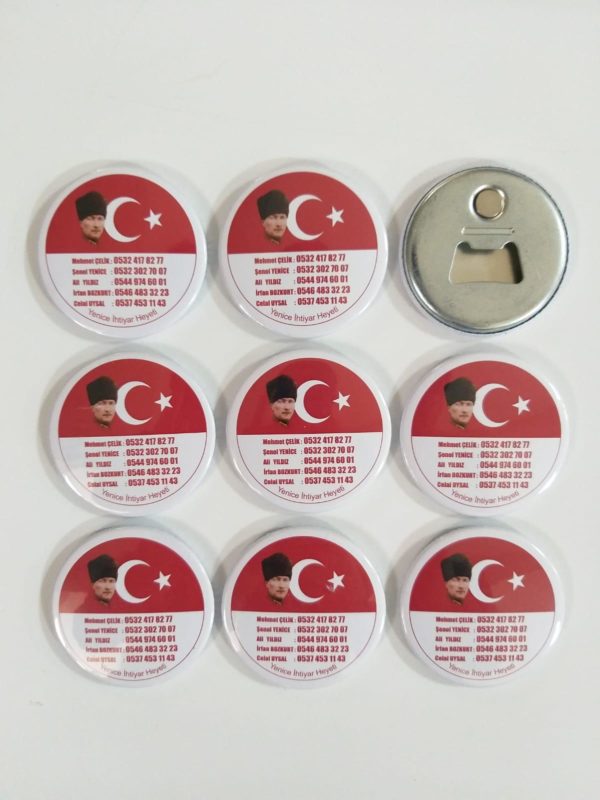 Buton Rozet Ebatlar; 37 mm Rozet 44 mm Rozet 50 mm Rozet 58 mm Rozet 75 mm Rozet Talep Edilen Ebata ve Adet göre Fiyat alınız.