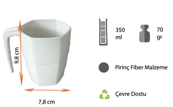 PT-600 Pirinç Alaşımlı Fiber Bardak 350 ML Kapasite: 350 ml Ağırlık: 295 gr Ölçü: 98 mm x 78 mm Çevre Dostu Mataryel