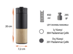 PT-608 BAMBU Model Termos Bardak 450 ML - Görsel 3