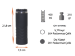PT-609 Çelik Termos Bardak 400 ML - Görsel 3
