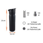 PT-610 SİYAH MATARA 500 ML - Görsel 8